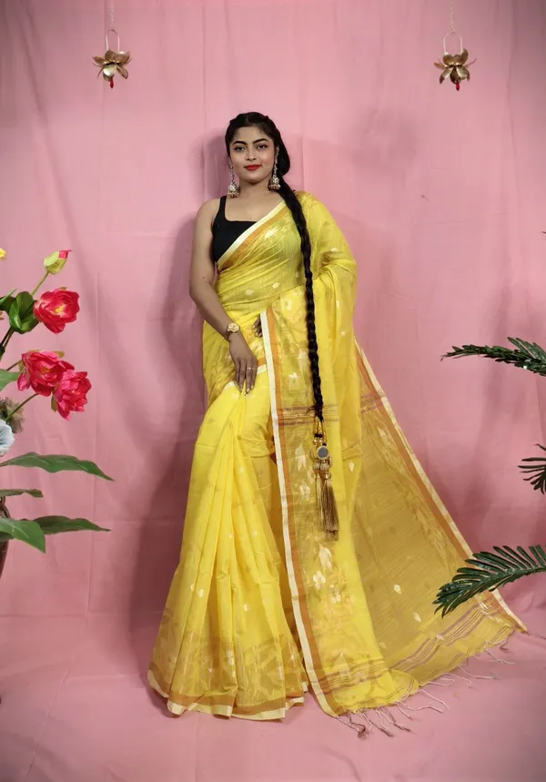 Copper_Zari_Woven_Slub_Saree_With_Blouse_Piece