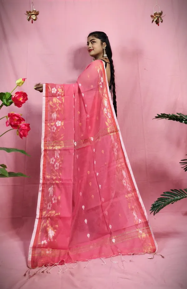 Copper_Zari_Woven_Slub_Saree_With_Blouse_Piece