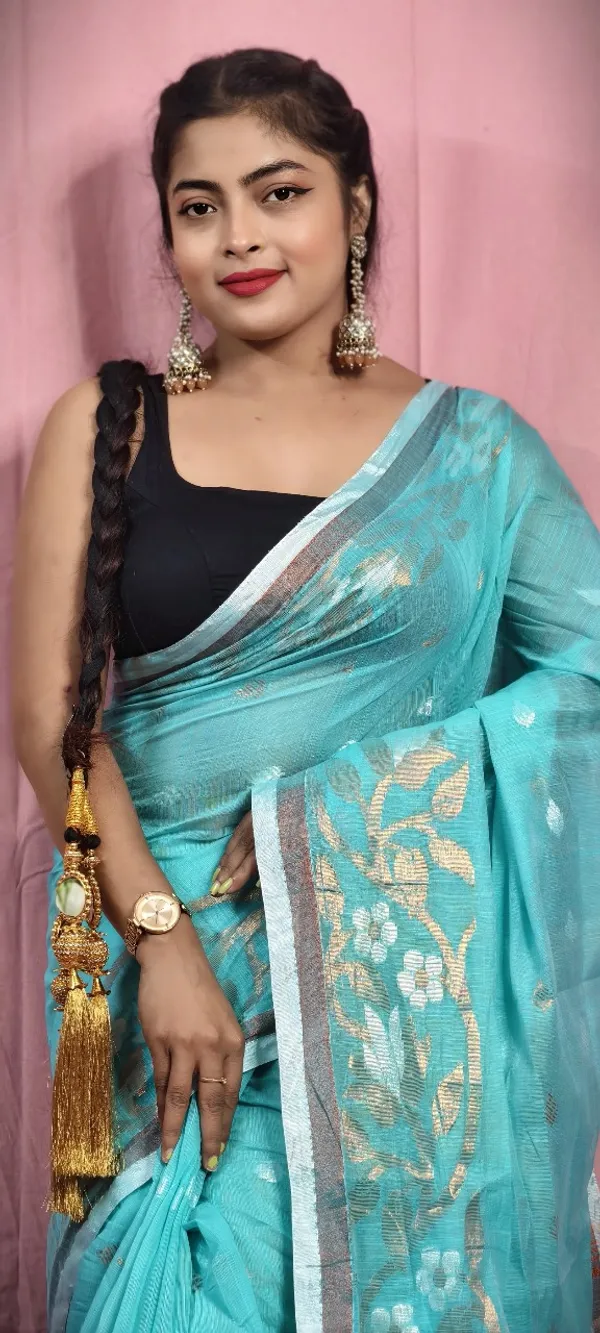 Copper_Zari_Woven_Slub_Saree_With_Blouse_Piece
