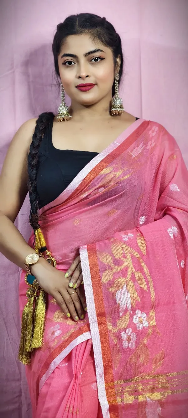 Copper_Zari_Woven_Slub_Saree_With_Blouse_Piece