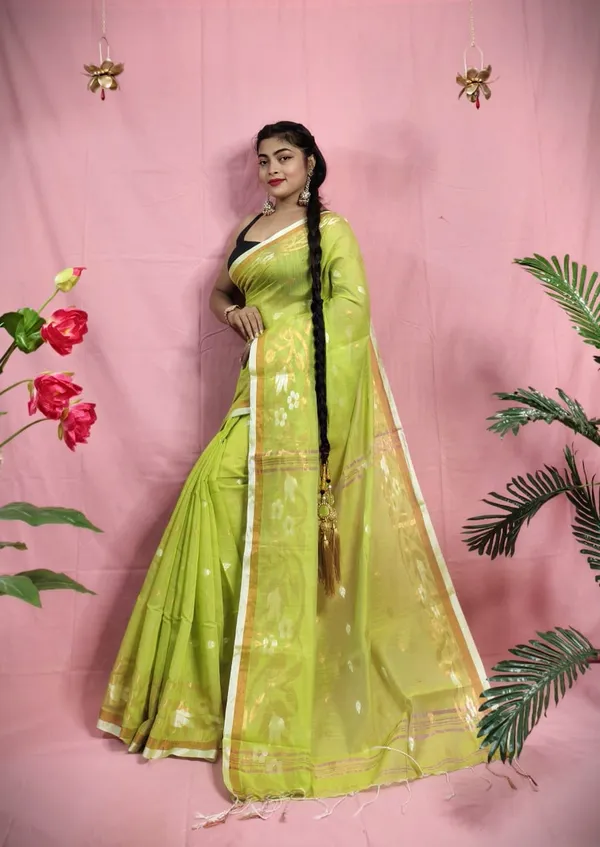 Copper_Zari_Woven_Slub_Saree_With_Blouse_Piece
