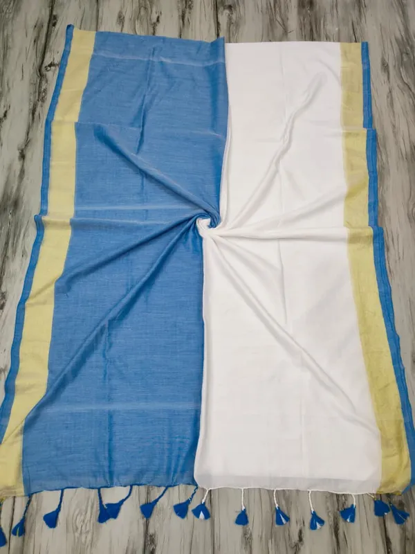 Half_Half_Khadi_Cotton_Saree_With_Blouse_Piece