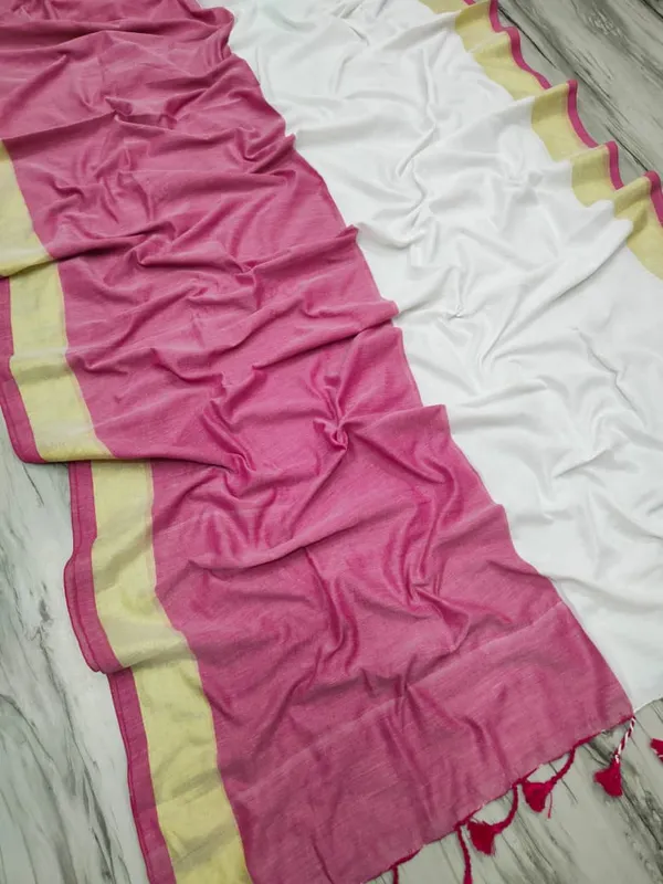 Half_Half_Khadi_Cotton_Saree_With_Blouse_Piece