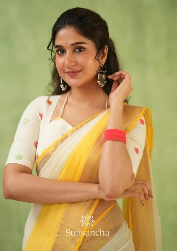 Half_Half_Khadi_Cotton_Saree_With_Blouse_Piece