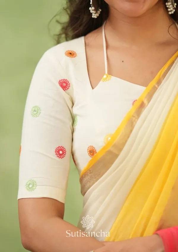Half_Half_Khadi_Cotton_Saree_With_Blouse_Piece