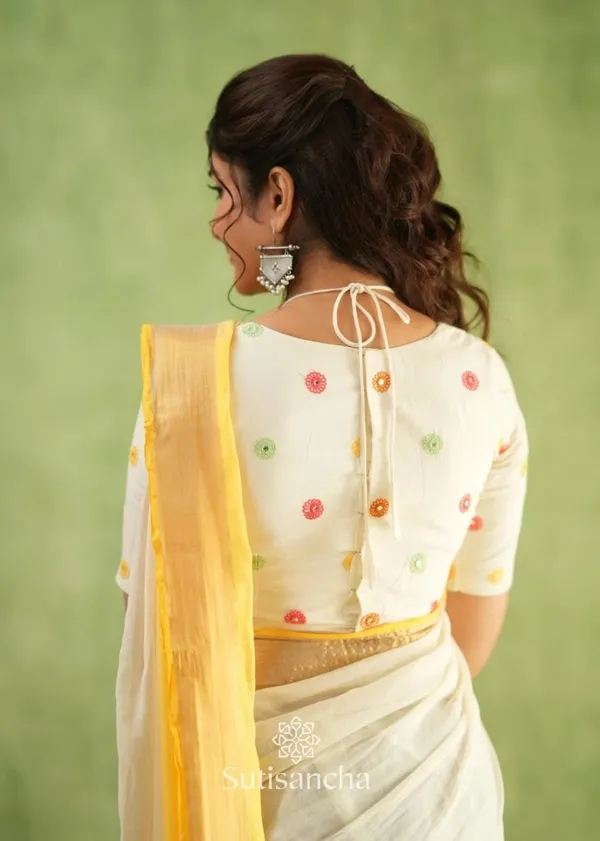 Half_Half_Khadi_Cotton_Saree_With_Blouse_Piece