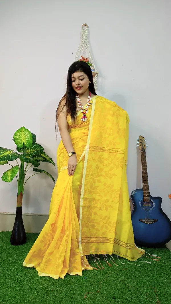 Handloom_Copper_Zari_Woven_Saree_With_Blouse_Piece