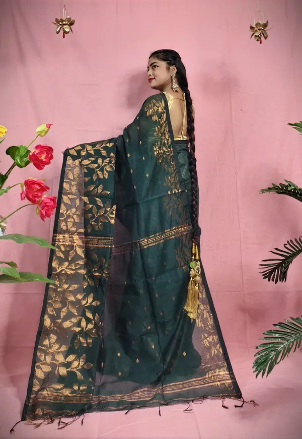 Handloom_Copper_Zari_Woven_Saree_With_Blouse_Piece