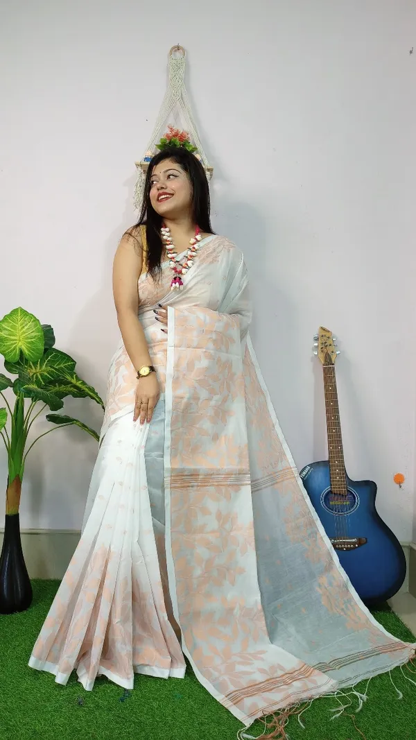 Handloom_Copper_Zari_Woven_Saree_With_Blouse_Piece