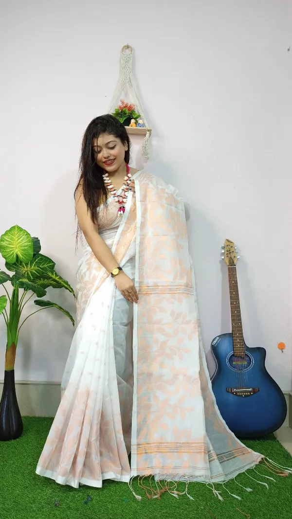 Handloom_Copper_Zari_Woven_Saree_With_Blouse_Piece