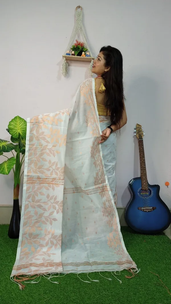 Handloom_Copper_Zari_Woven_Saree_With_Blouse_Piece