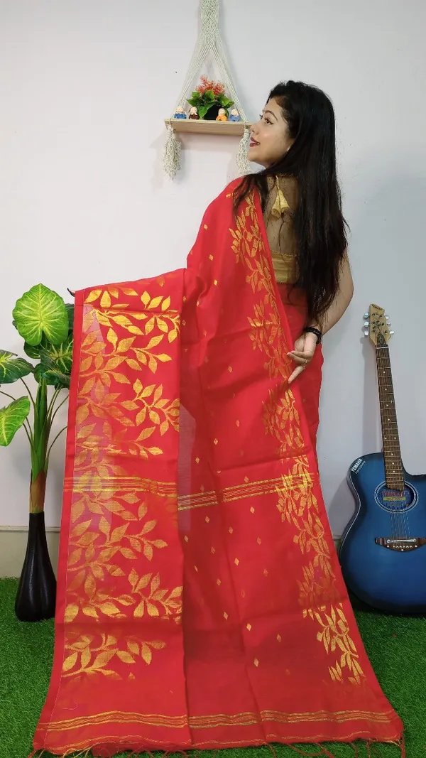 Handloom_Copper_Zari_Woven_Saree_With_Blouse_Piece