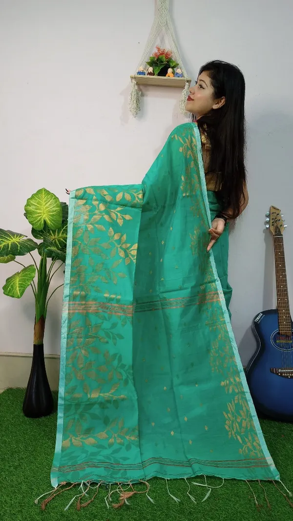 Handloom_Copper_Zari_Woven_Saree_With_Blouse_Piece
