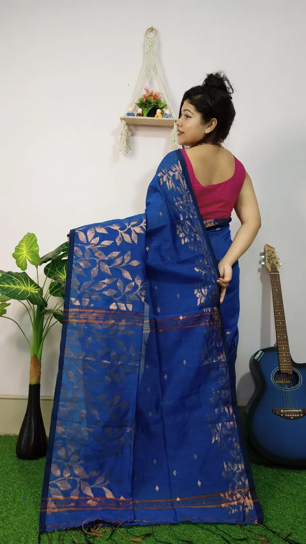 Handloom_Copper_Zari_Woven_Saree_With_Blouse_Piece