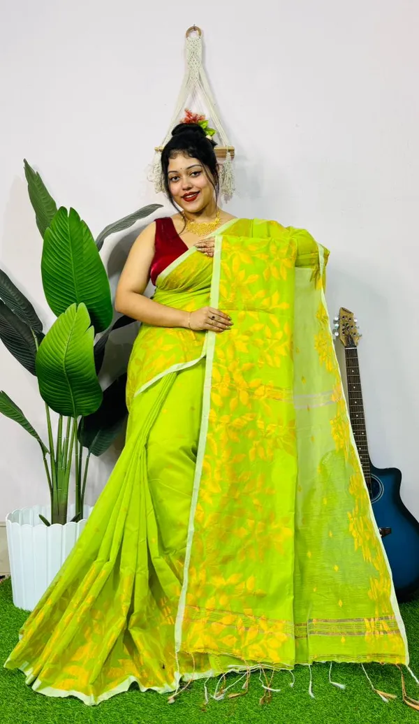 Handloom_Copper_Zari_Woven_Saree_With_Blouse_Piece