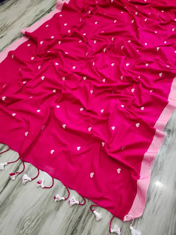 Love_Khadi_Saree_With_Different_Colour_Border_And_Blouse_Piece