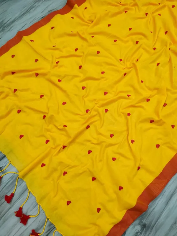 Love_Khadi_Saree_With_Different_Colour_Border_And_Blouse_Piece