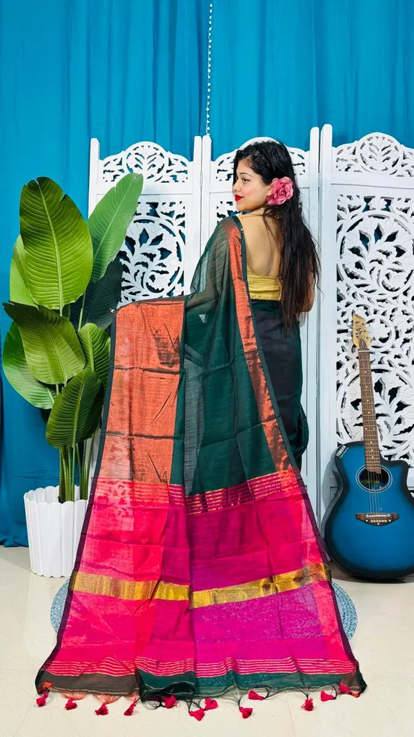 Plain_Cotton_Slab_Saree_With_Blouse_Piece