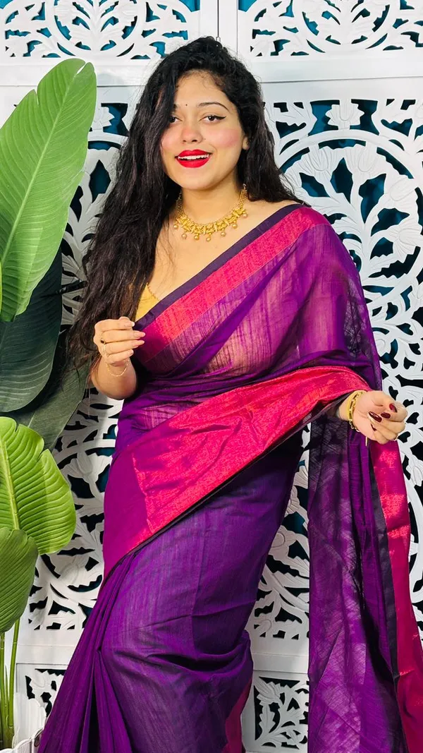 Plain_Cotton_Slab_Saree_With_Blouse_Piece