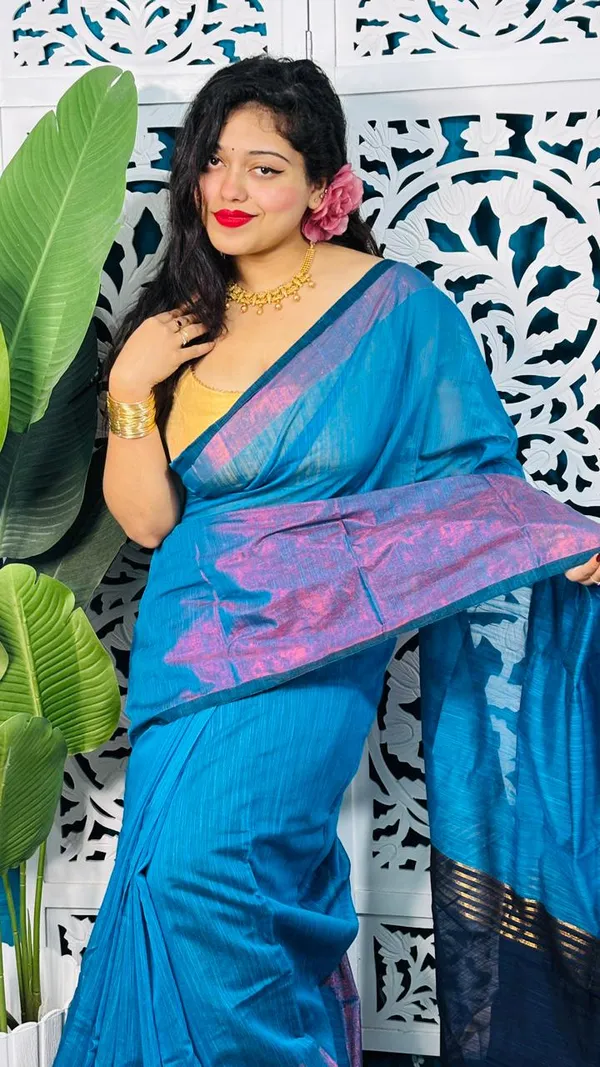 Plain_Cotton_Slab_Saree_With_Blouse_Piece