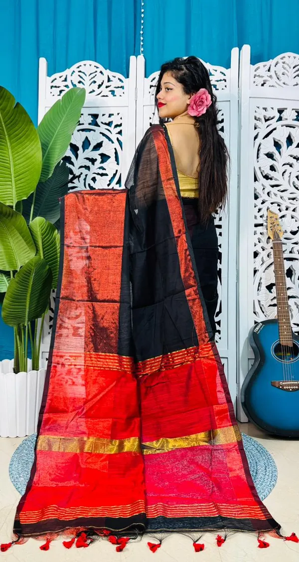 Plain_Cotton_Slab_Saree_With_Blouse_Piece