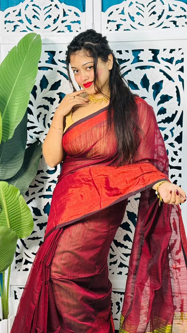 Plain_Cotton_Slab_Saree_With_Blouse_Piece