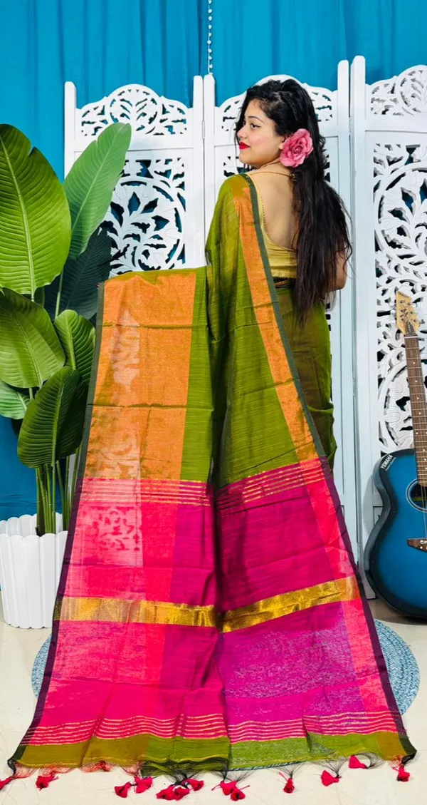 Plain_Cotton_Slab_Saree_With_Blouse_Piece