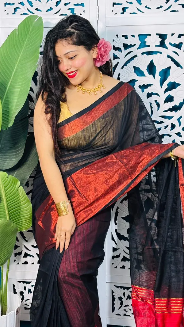 Plain_Cotton_Slab_Saree_With_Blouse_Piece