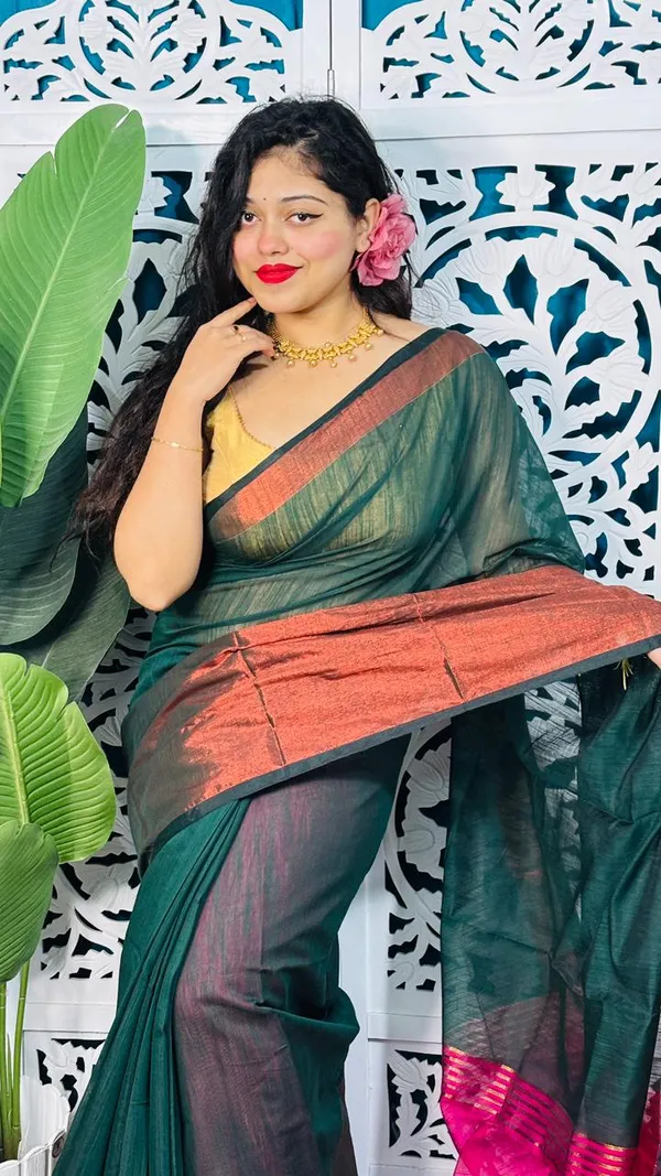 Plain_Cotton_Slab_Saree_With_Blouse_Piece