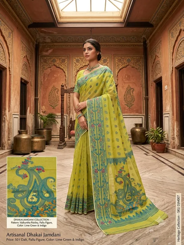 New_Pujo_Special_Dhakai_Jamdani_Saree_With_Blouse_Piece
