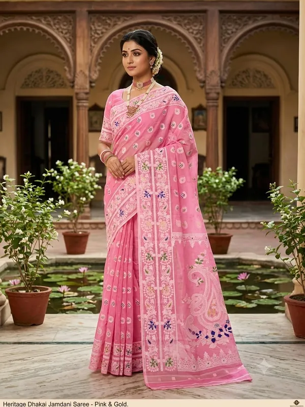 Pure_Cotton_Dhakai_Jamdani_Saree_100%_Cotton_By_Cotton_Semi_Hard