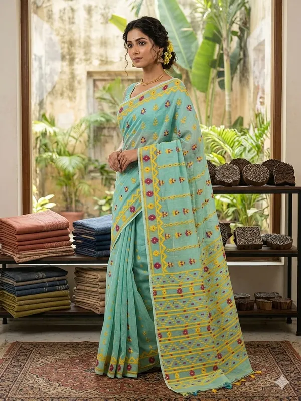 New_Beautiful_All_Over_Soft_Dhakai_Jamdani_With_Blouse_Piece