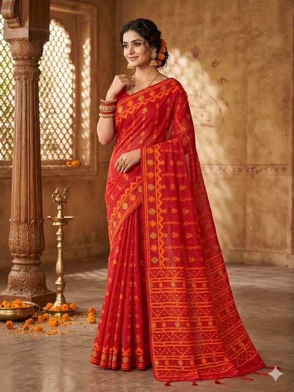 New_Beautiful_All_Over_Soft_Dhakai_Jamdani_With_Blouse_Piece
