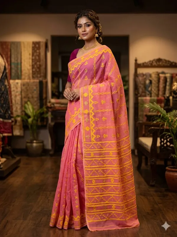 New_Beautiful_All_Over_Soft_Dhakai_Jamdani_With_Blouse_Piece