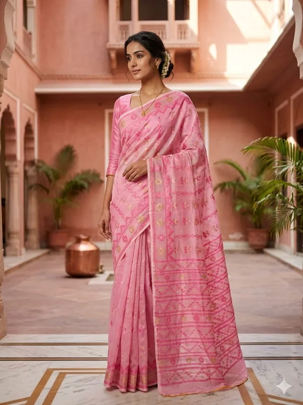 New_Beautiful_All_Over_Soft_Dhakai_Jamdani_With_Blouse_Piece