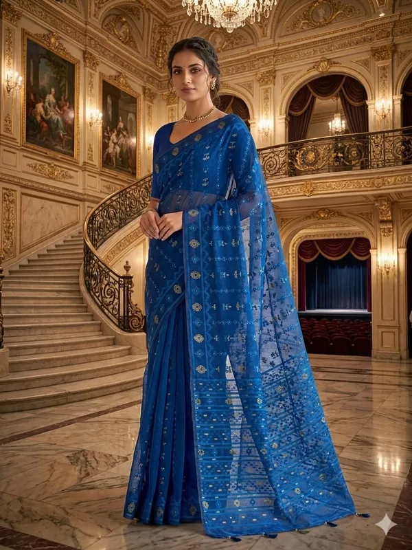 New_Beautiful_All_Over_Soft_Dhakai_Jamdani_With_Blouse_Piece