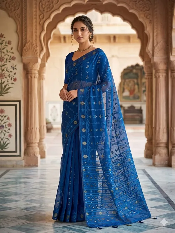 New_Beautiful_All_Over_Soft_Dhakai_Jamdani_With_Blouse_Piece
