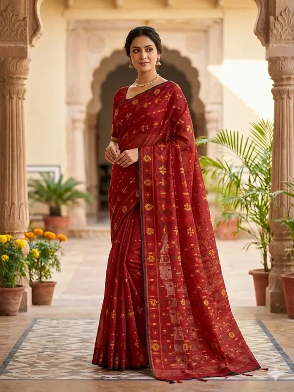 New_Beautiful_All_Over_Soft_Dhakai_Jamdani_With_Blouse_Piece