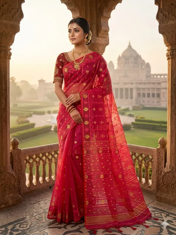 New_Beautiful_All_Over_Soft_Dhakai_Jamdani_With_Blouse_Piece