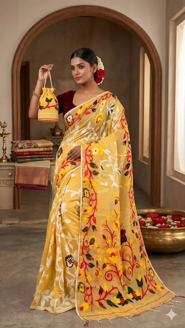Jumbo_Lota_All_Over_Soft_Dhakai_Jamdani_With_Blouse_Piece