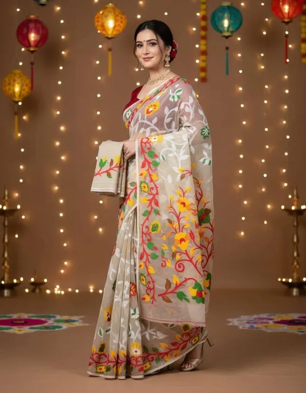 Jumbo_Lota_All_Over_Soft_Dhakai_Jamdani_With_Blouse_Piece