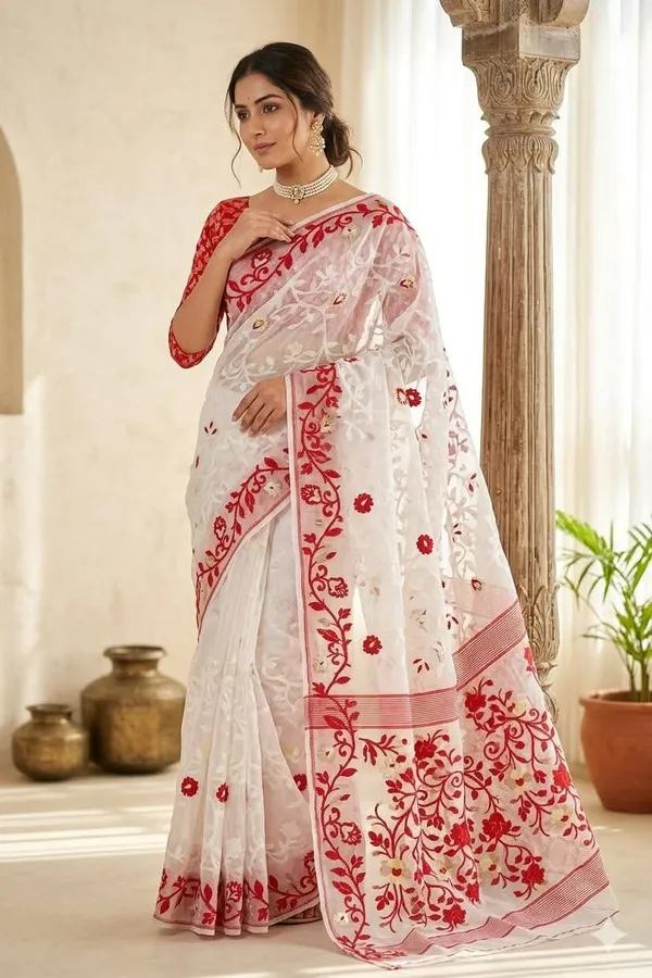 Jumbo_Lota_All_Over_Soft_Dhakai_Jamdani_With_Blouse_Piece