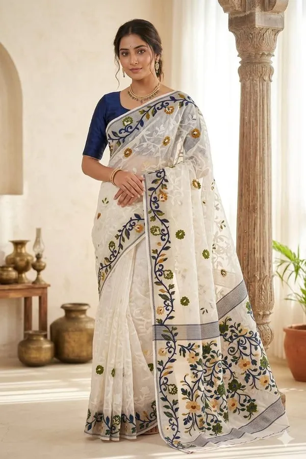 Jumbo_Lota_All_Over_Soft_Dhakai_Jamdani_With_Blouse_Piece
