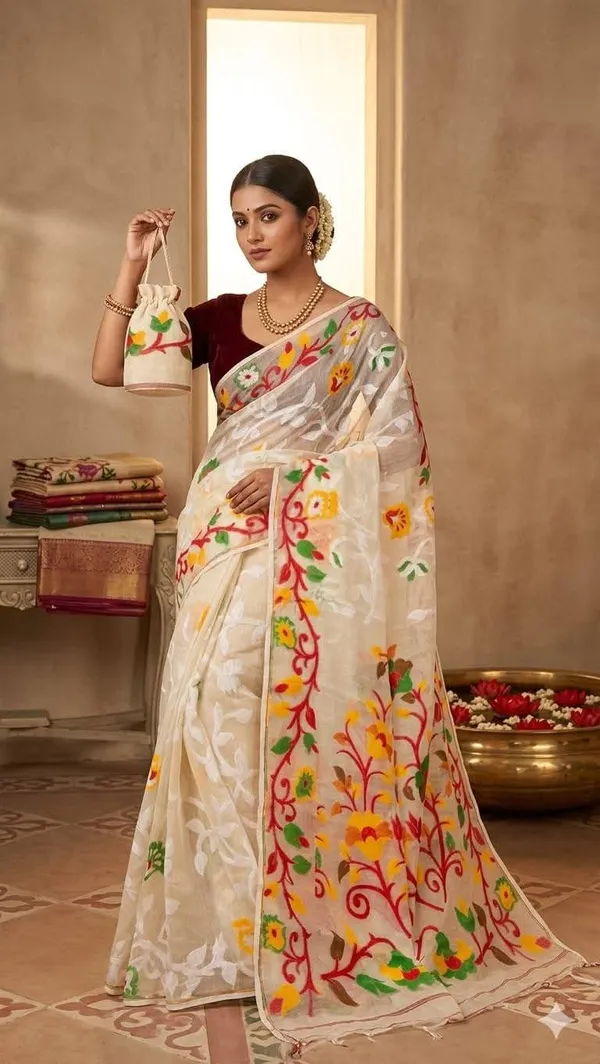 Jumbo_Lota_All_Over_Soft_Dhakai_Jamdani_With_Blouse_Piece