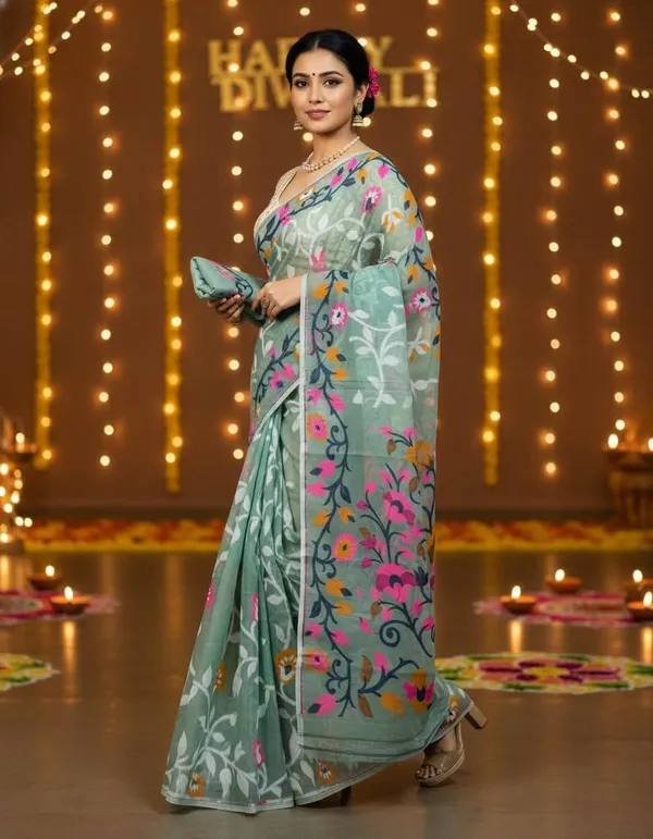 Jumbo_Lota_All_Over_Soft_Dhakai_Jamdani_With_Blouse_Piece
