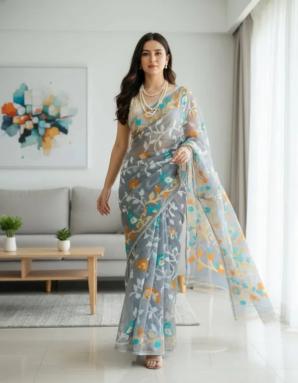Jumbo_Lota_All_Over_Soft_Dhakai_Jamdani_With_Blouse_Piece
