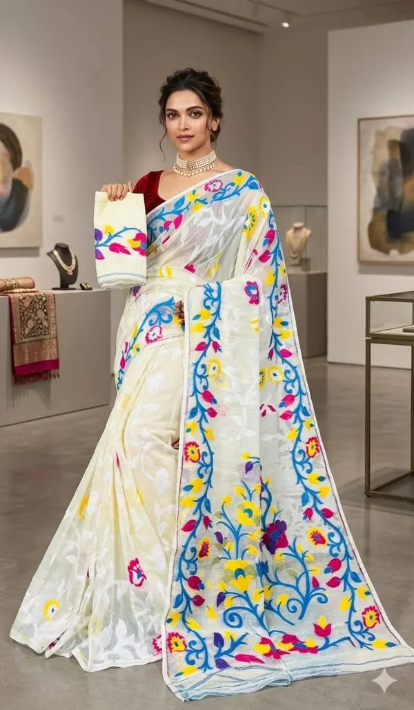 Jumbo_Lota_All_Over_Soft_Dhakai_Jamdani_With_Blouse_Piece