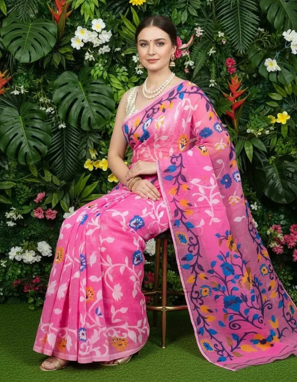 Jumbo_Lota_All_Over_Soft_Dhakai_Jamdani_With_Blouse_Piece
