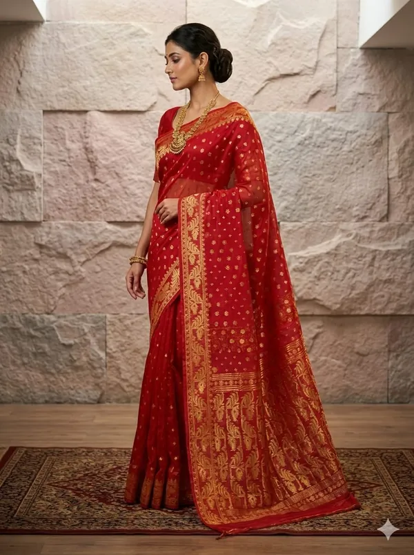 Machibuti_Jori_Soft_Dhakai_Jamdani_Saree_With_Blouse_Piece