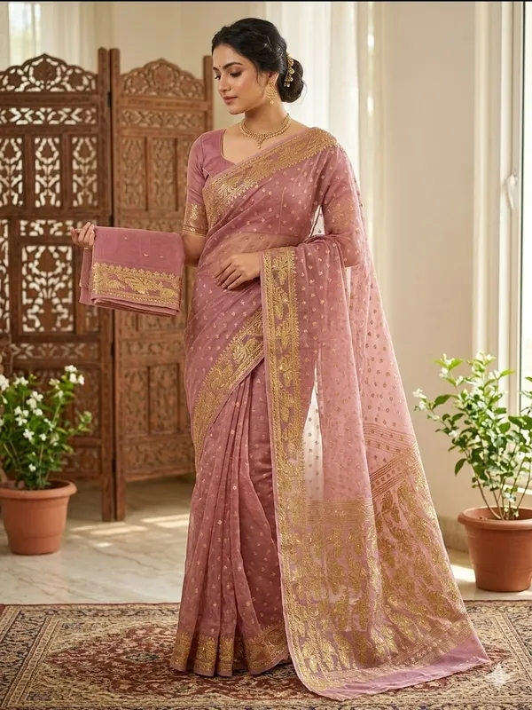 Machibuti_Jori_Soft_Dhakai_Jamdani_Saree_With_Blouse_Piece